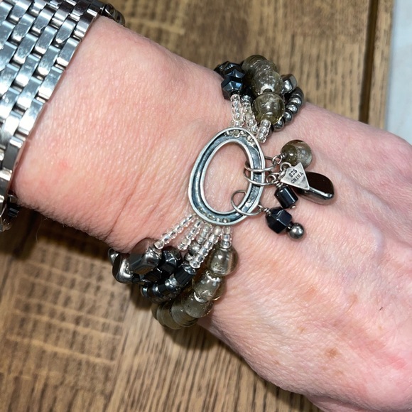 STERLING SILVER | 925 Retired Hailstone Multi Strand Stretchy Bracelet LIKE New - Picture 1 of 5